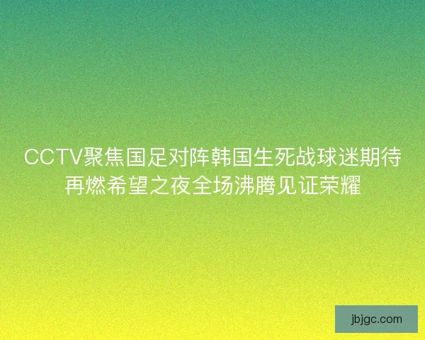 CCTV聚焦国足对阵韩国生死战球迷期待再燃希望之夜全场沸腾见证荣耀